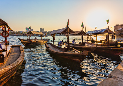 Boats on the water in Dubai